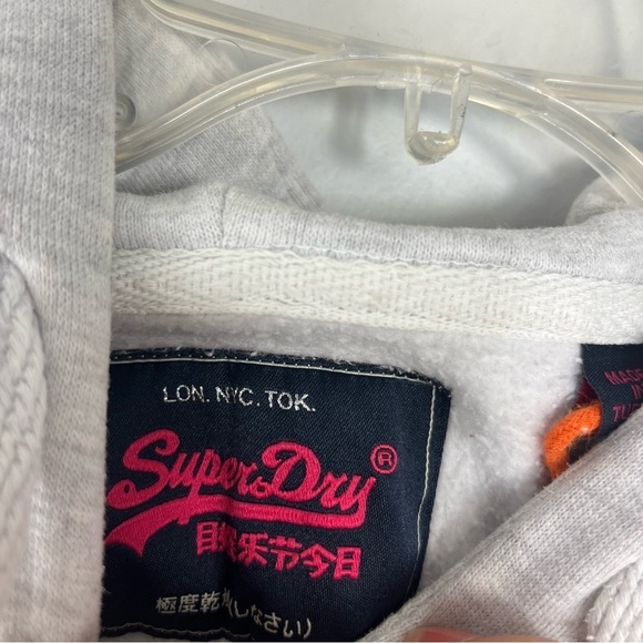 Superdry Size US 10 Cotton Logo Floral Grey Heather Sweatshirt Hoodie GSB - Picture 3 of 8